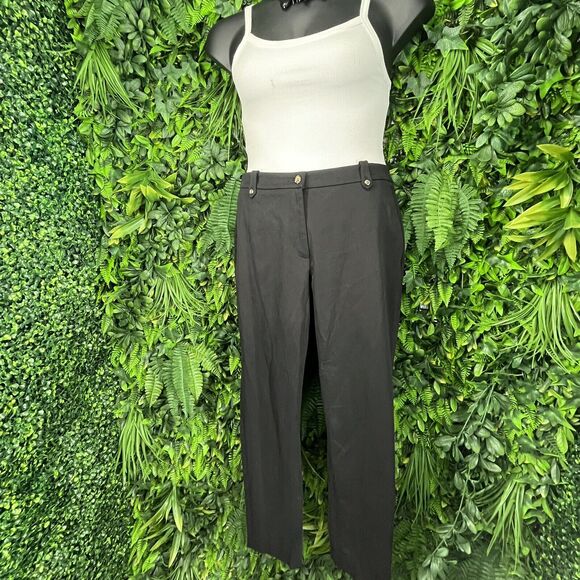 H&M Pants Women 12 Black Ankle Dress Work Button Accent NWT 0966 - Picture 2 of 10